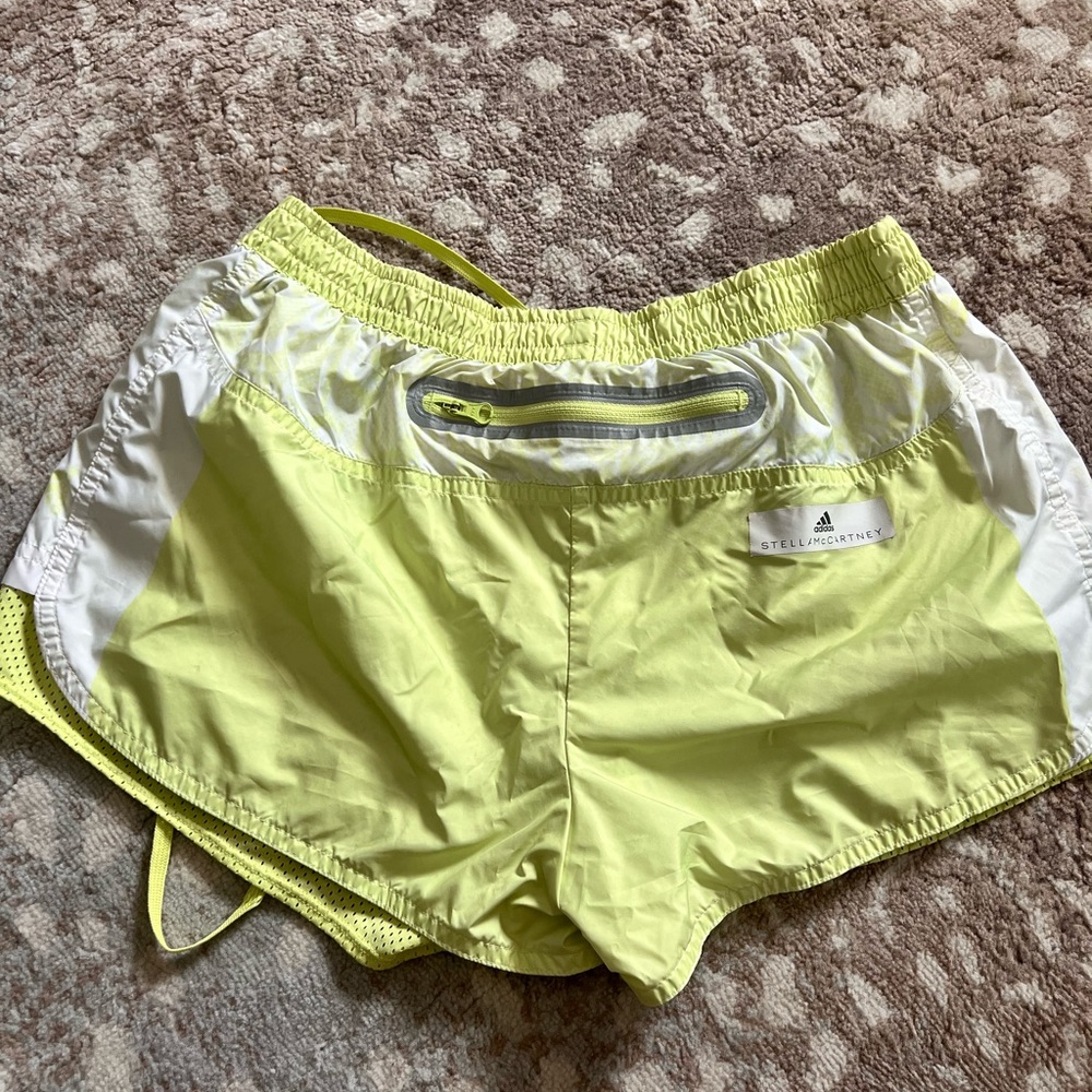 Adidas by Stella McCartney Neon Yellow Running Shorts with White Panels